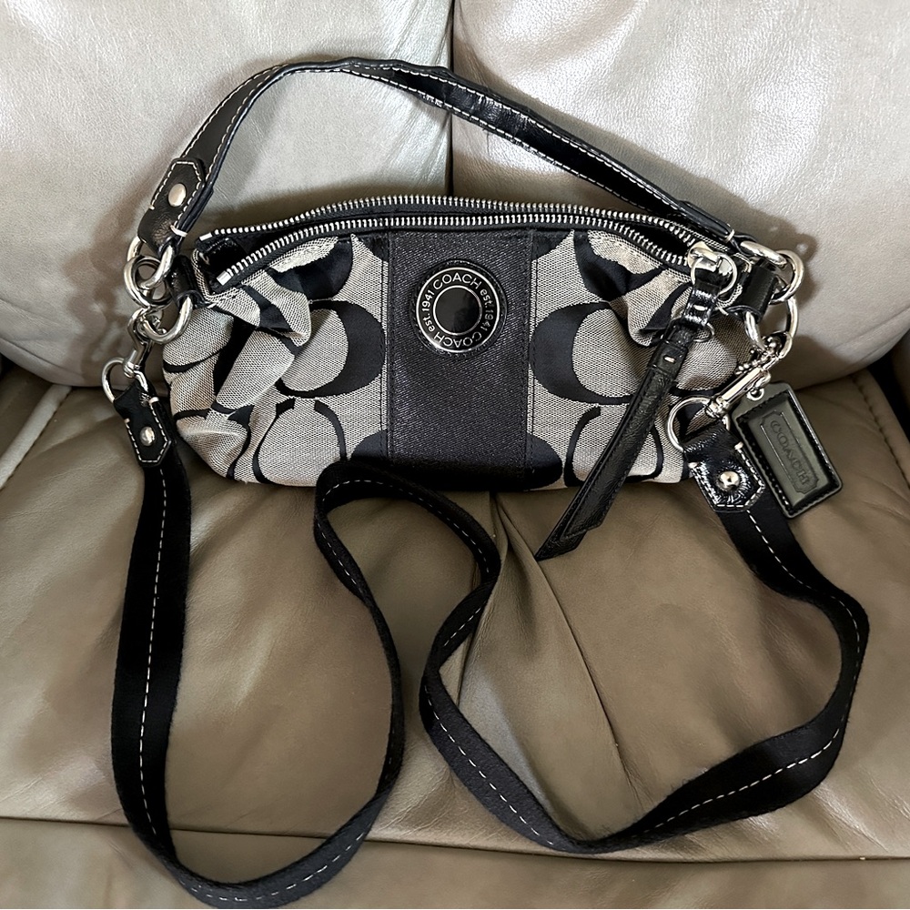 Coach Monogram Black and Gray Crossbody Bag